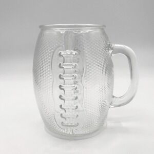 Home Essentials XL Football Beer Mug Clear Textured Glass Stein